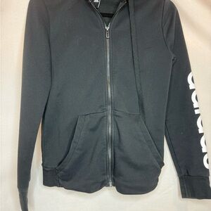 Adidas Black Zip-Up Hoodie with White Logo